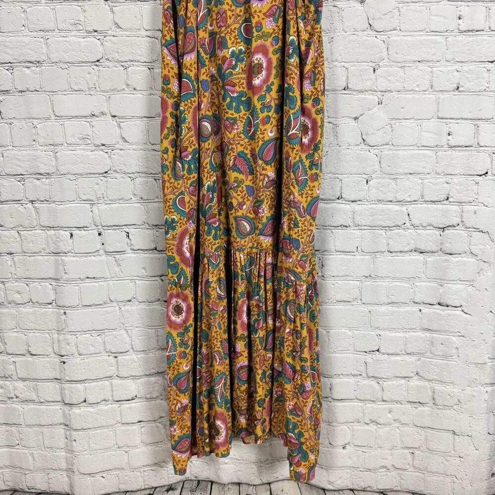House of Harlow 1960 Flutter Sleeve Floral Midi Dress In Jackie Mustard Print L - Picture 10 of 13